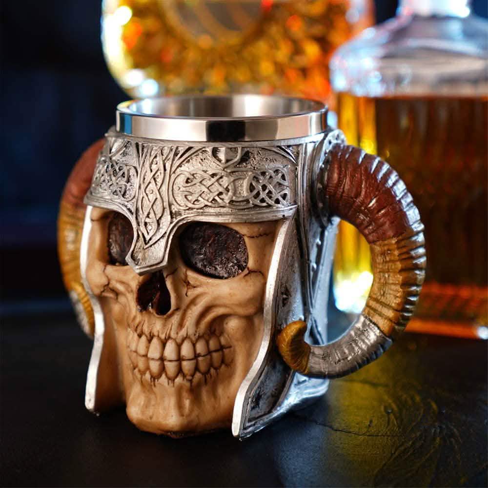 Stainless Steel Double Handle Horn Skull Beer Cup Kitchen & Dining - DailySale