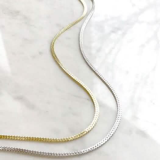 Stainless Steel Flat Snake Bone Chain Necklace Necklaces - DailySale