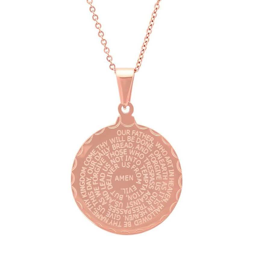 Stainless Steel Lord's and Serenity Prayer Pendant for Women Jewelry Rose Gold - DailySale