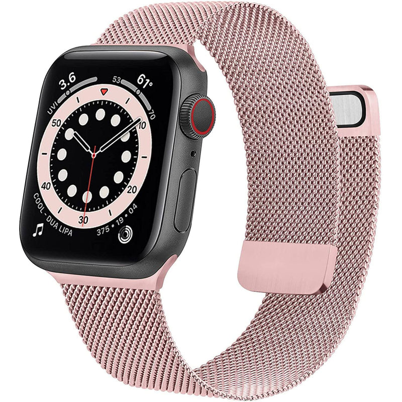 Stainless Steel Mesh Strap Replacement for iWatch Series 6 5 4 3 2 1 SE Smart Watches Rose Pink 38mm/40mm - DailySale