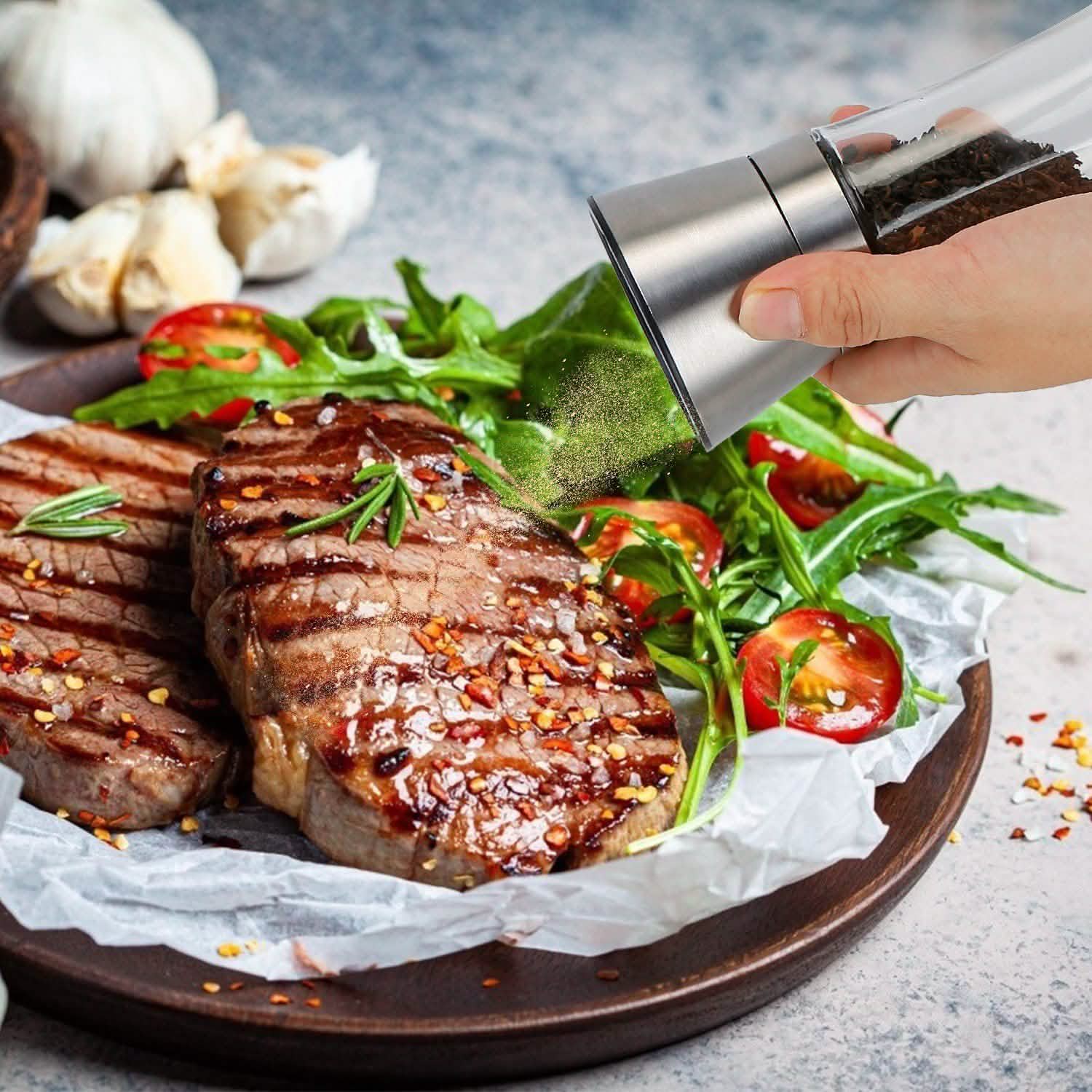 Stainless Steel Salt Pepper Grinder with Adjustable Coarseness Kitchen & Dining - DailySale