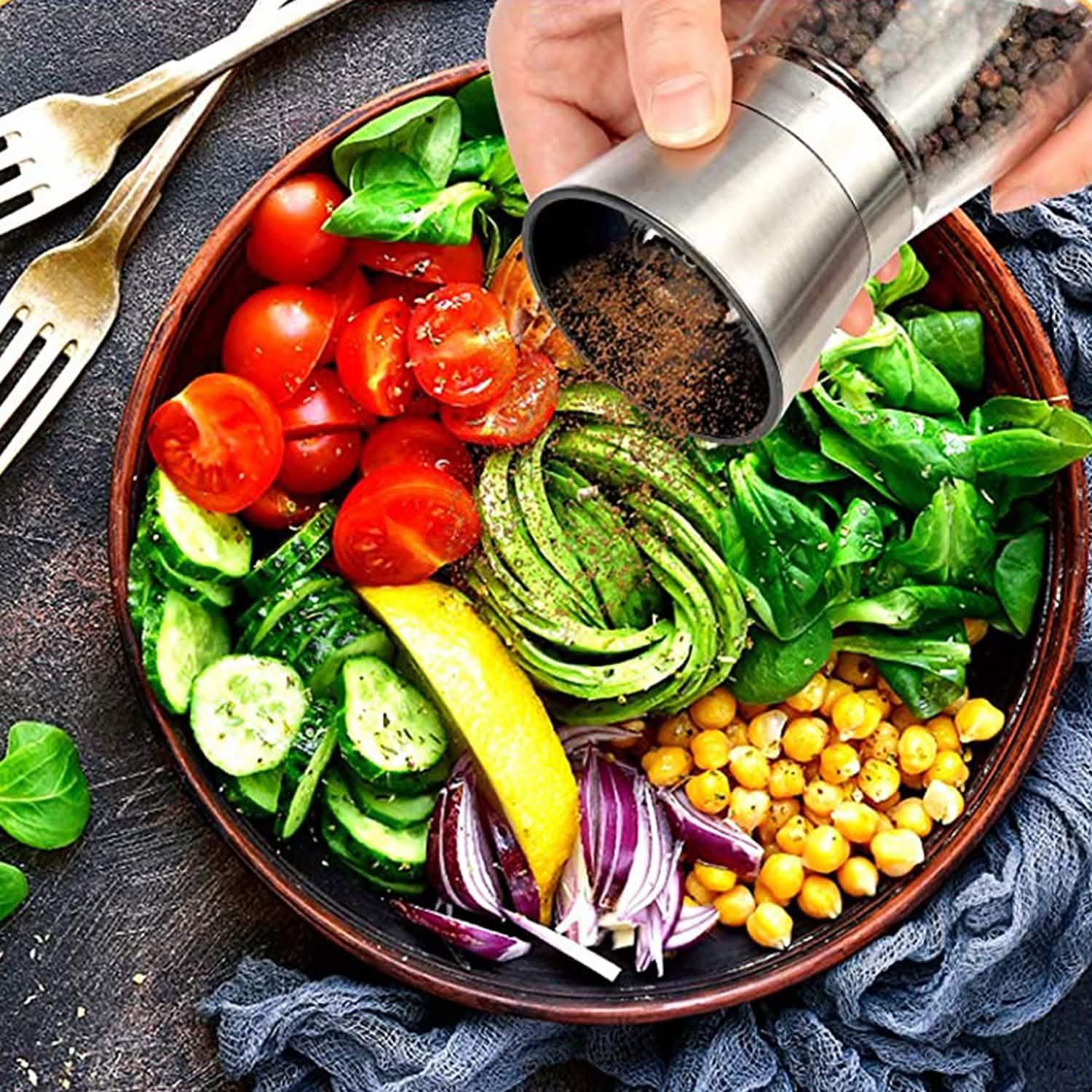 Stainless Steel Salt Pepper Grinder with Adjustable Coarseness Kitchen & Dining - DailySale