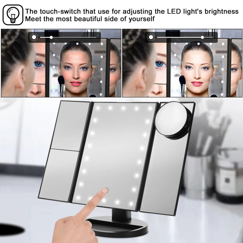 Standing Make Up Mirror Vanity USB 21 LED Light 10X 3X 2X 1X Magnification Black Beauty & Personal Care - DailySale
