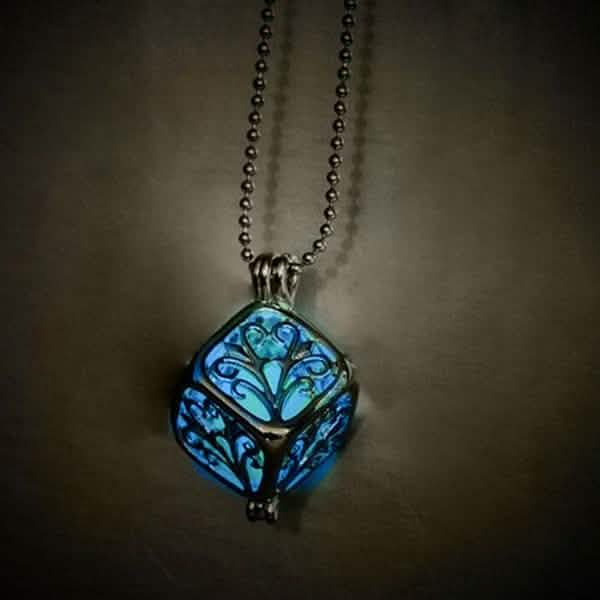 Steampunk Pretty Magic Round Fairy Locket Glow In The Dark Pendant Necklace Necklaces Blue - DailySale