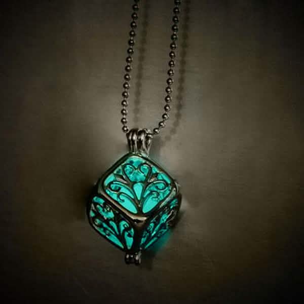 Steampunk Pretty Magic Round Fairy Locket Glow In The Dark Pendant Necklace Necklaces Sky Blue - DailySale