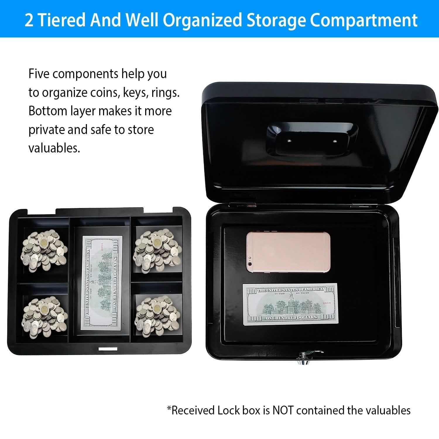 Steel Cash Box with Removable Tray Closet & Storage - DailySale