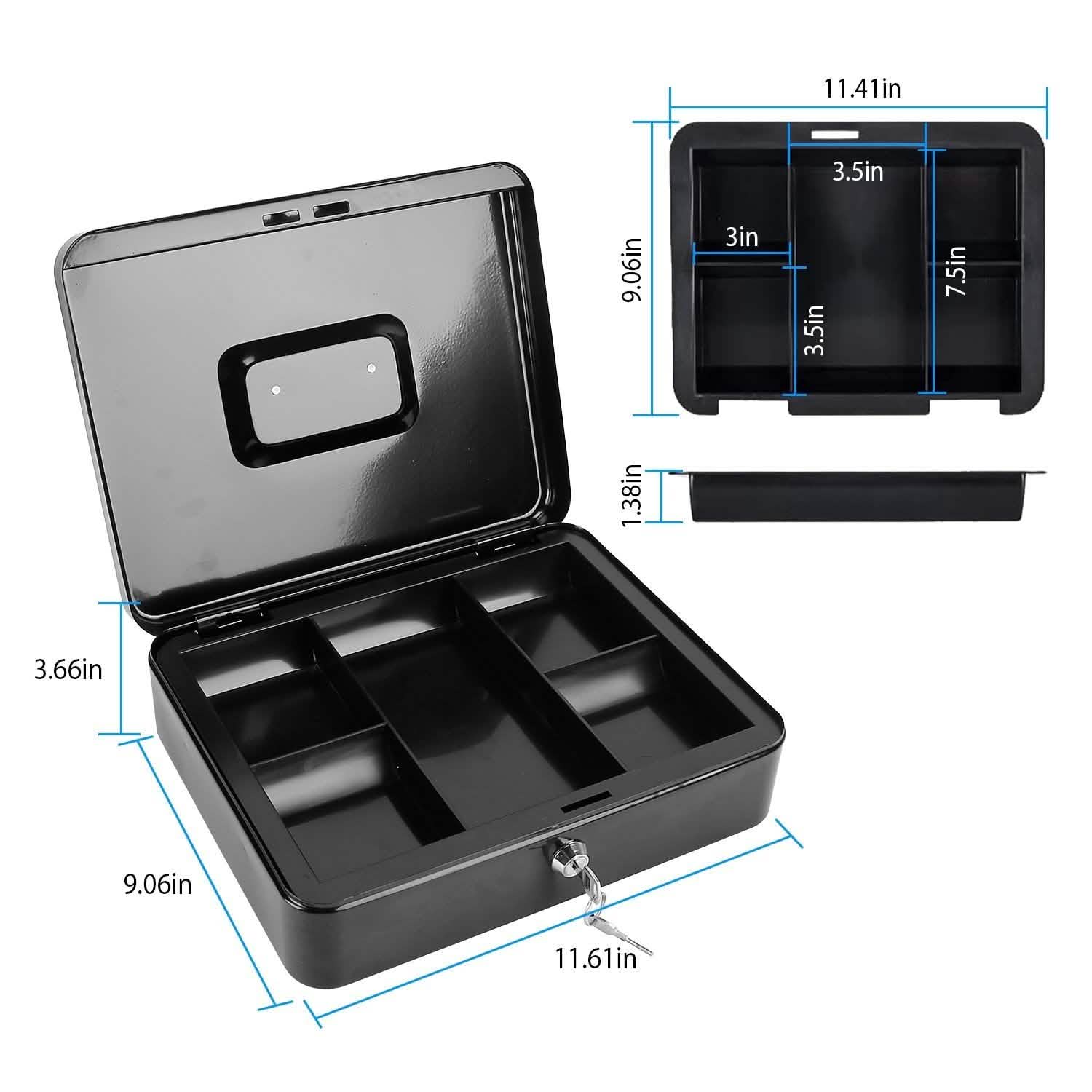 Steel Cash Box with Removable Tray Closet & Storage - DailySale