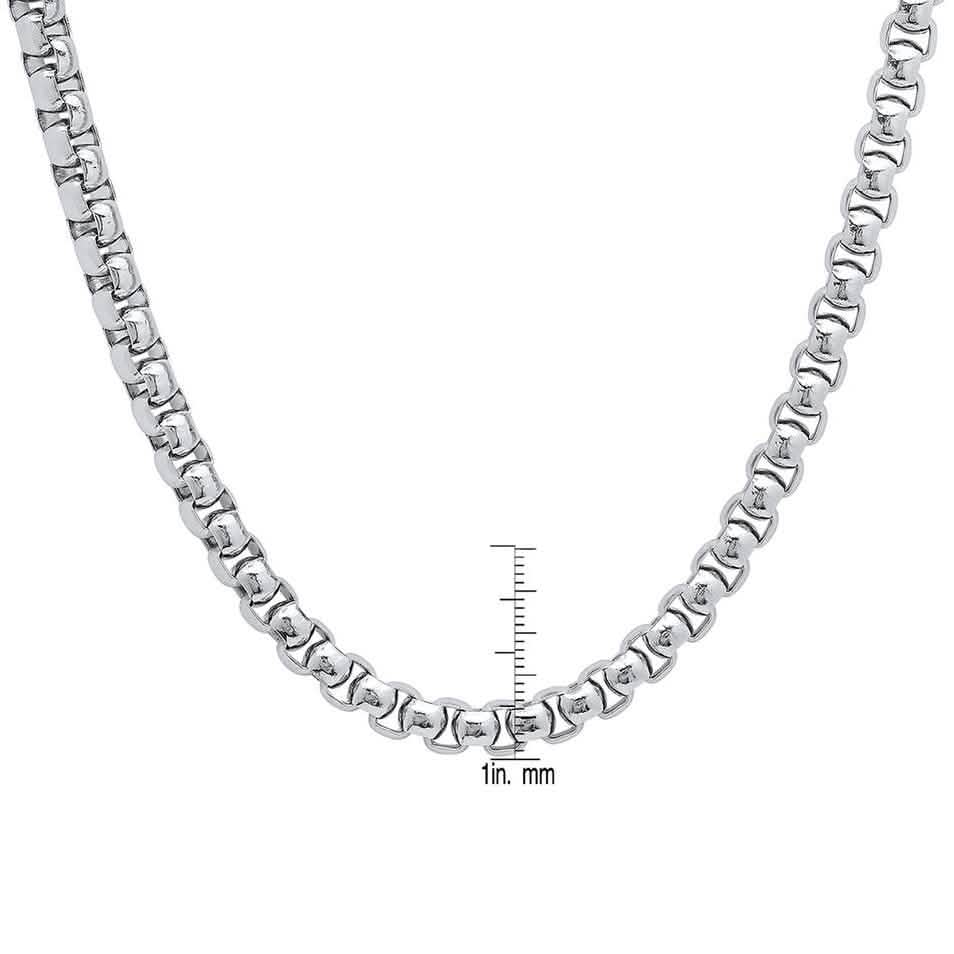 Steeltime Men's 7mm Round Box Stainless Steel Necklace and Bracelet Necklaces - DailySale