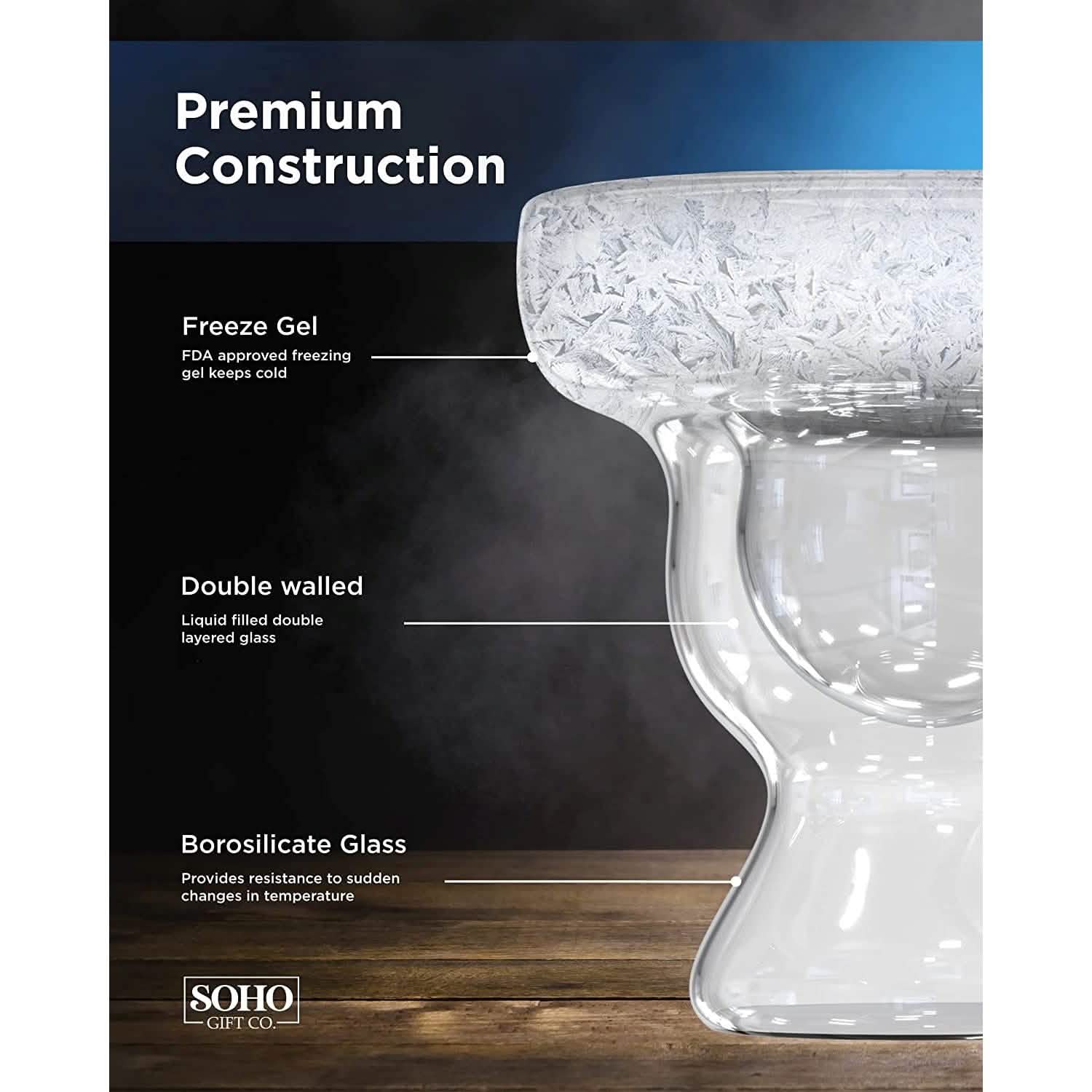 Stemless 12oz Double Wall Freezable Gel Chiller Cocktail Glass Wine & Dining - DailySale