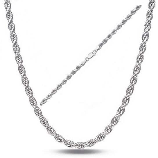 Sterling Silver 1.3mm Rope Twisted Link Chain Necklace Necklaces 16 - DailySale