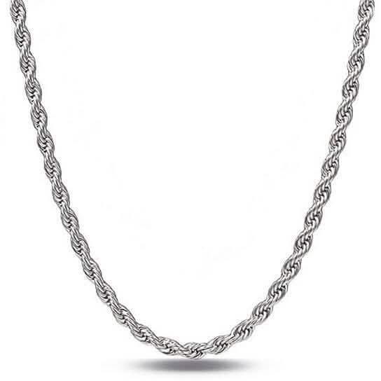 Sterling Silver 1.3mm Rope Twisted Link Chain Necklace Necklaces - DailySale