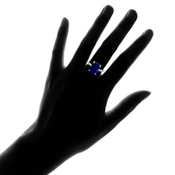 Sterling Silver 4.00 CTW Emerald Cut Genuine Sapphire Ring Jewelry - DailySale