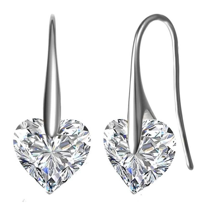 Sterling Silver Cubic Zirconia Party Heart Earrings Earrings Silver - DailySale