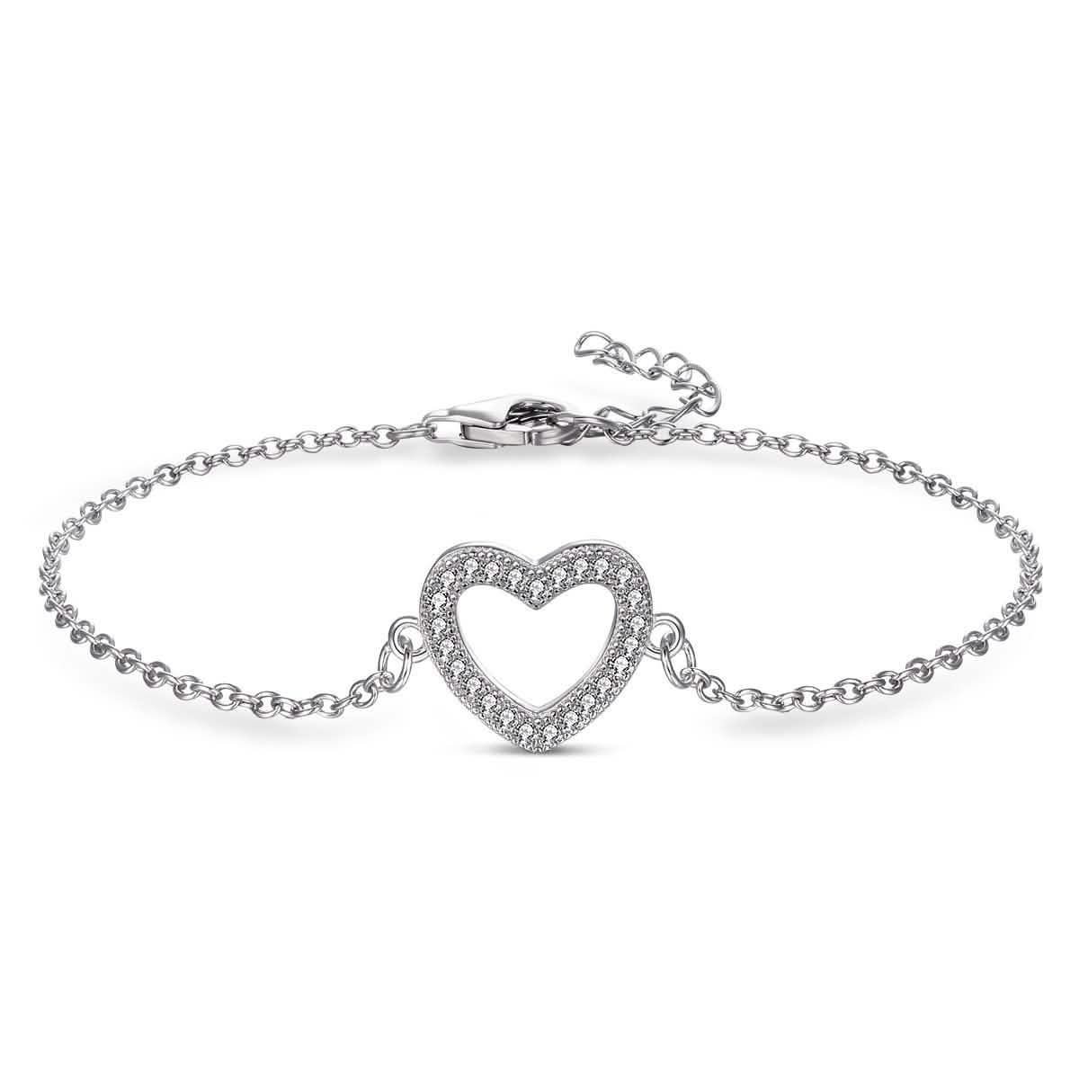 Sterling Silver CZ Heart Bracelet Bracelets - DailySale