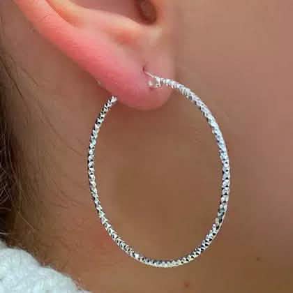 Sterling Silver Diamond Cut Hoop Earrings by Sevil 925 Earrings - DailySale