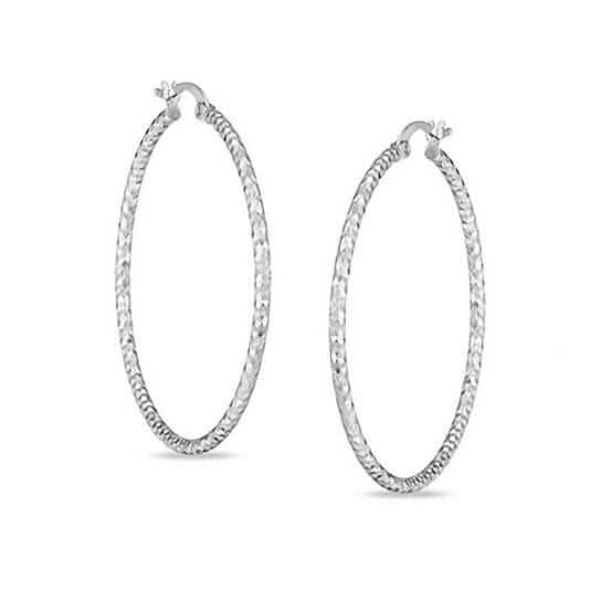 Sterling Silver Diamond Cut Hoops Earrings - DailySale