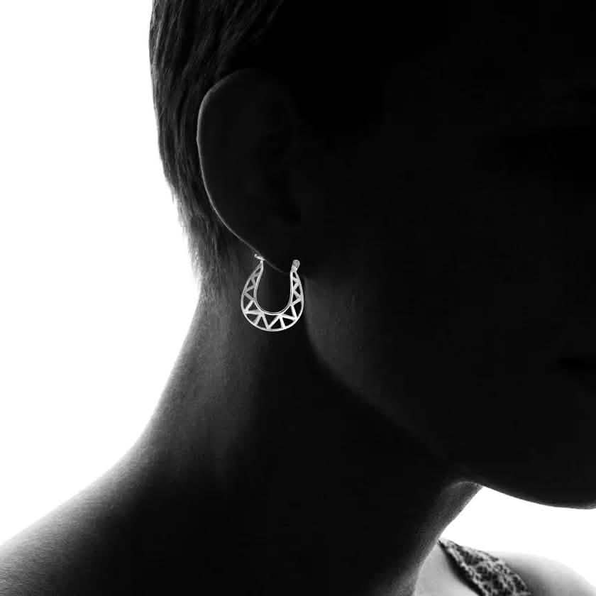 Sterling Silver Fancy Hoop Earrings by Paolo Fortelini Earrings - DailySale