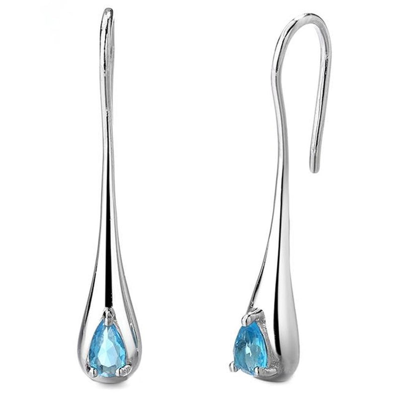 Sterling Silver Gemstone Water Drop Earrings Jewelry Aquamarine - DailySale