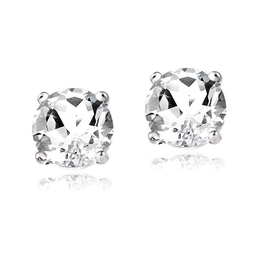 Sterling Silver Genuine 2 Carat White Topaz Stud Earrings Earrings - DailySale