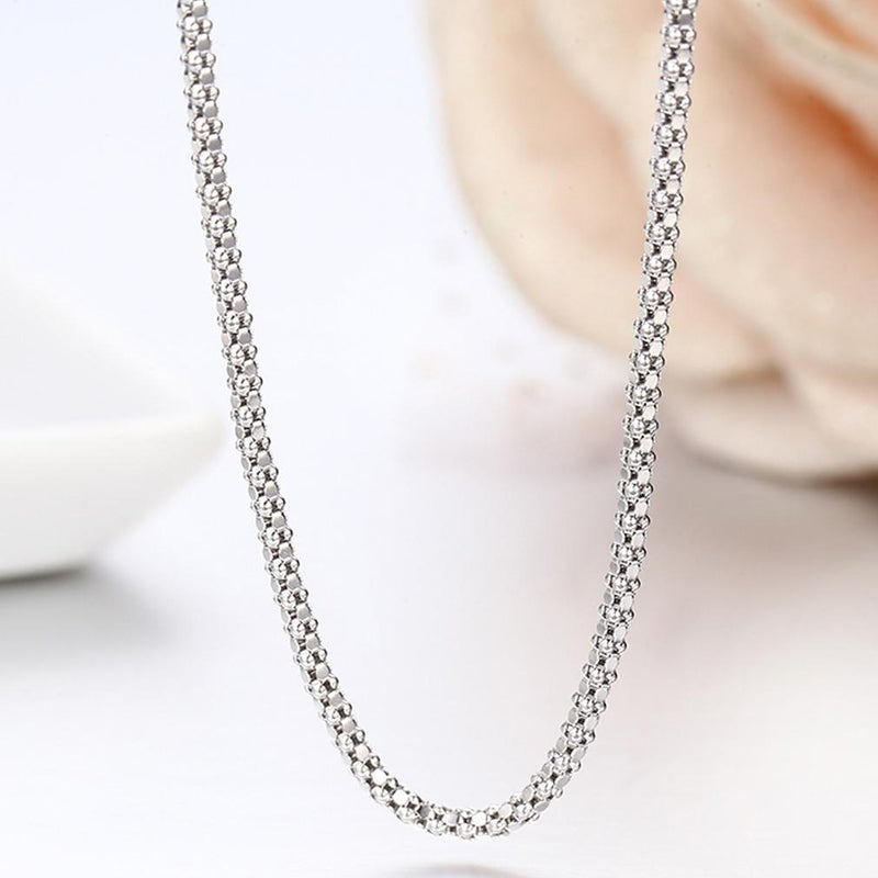 Sterling Silver Italian Popcorn Chain Necklace shown against a soft background, available at Dailysale