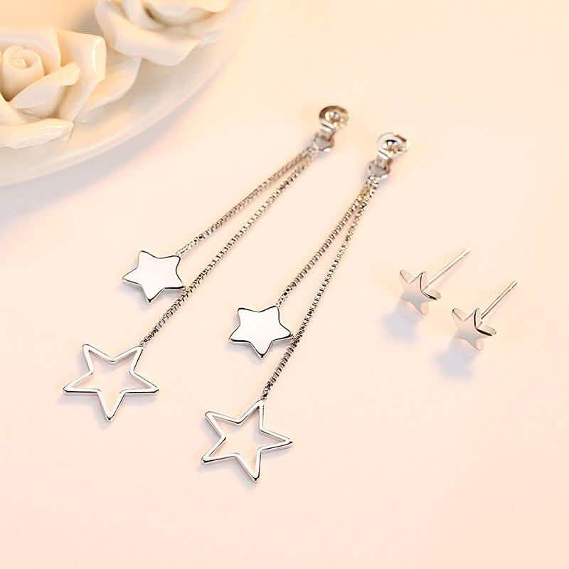 Sterling Silver Long Star Drop Earrings Jewelry - DailySale