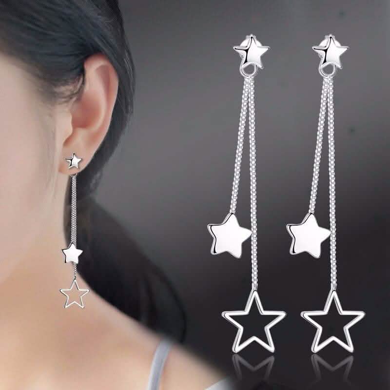 Sterling Silver Long Star Drop Earrings Jewelry - DailySale