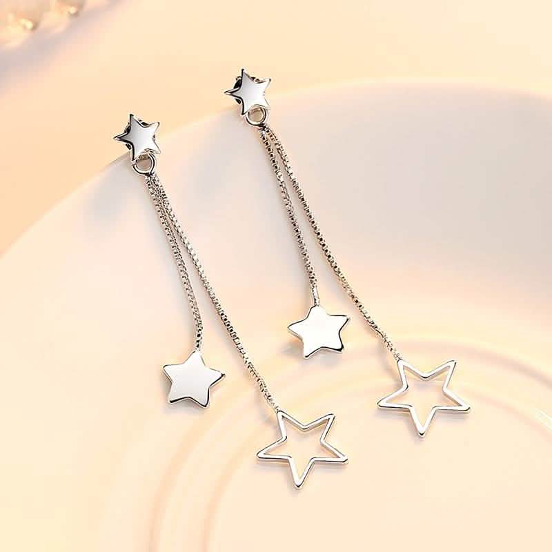 Sterling Silver Long Star Drop Earrings Jewelry - DailySale