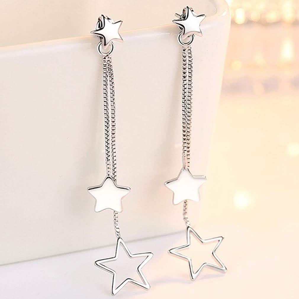 Sterling Silver Long Star Drop Earrings Jewelry - DailySale