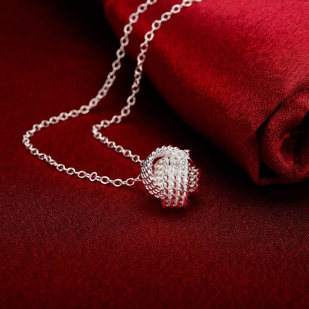 Sterling Silver Mesh Knot Pendant Necklace Jewelry - DailySale