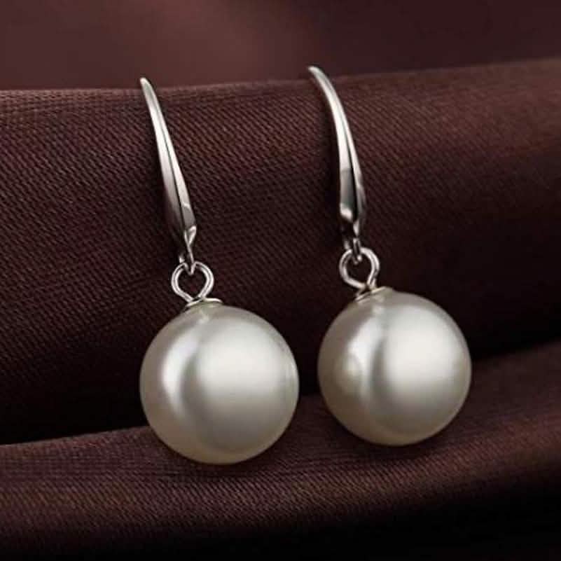 Sterling Silver Plated Pearl Drop Hoop Earrings Jewelry - DailySale