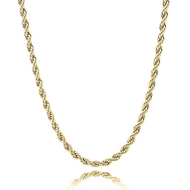 Sterling Silver Rope Twisted Link Chain Necklace Jewelry 16" Gold - DailySale