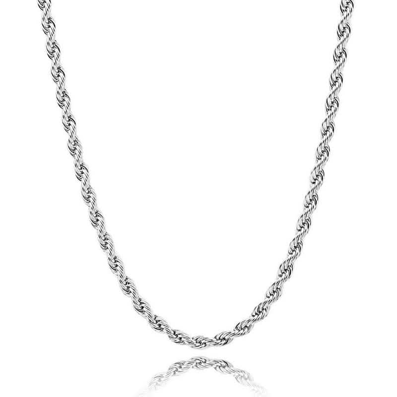 Sterling Silver Rope Twisted Link Chain Necklace Jewelry 16" Silver - DailySale