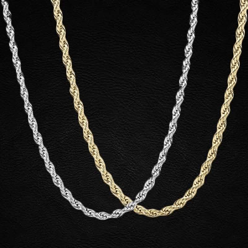 Sterling Silver Rope Twisted Link Chain Necklace Jewelry - DailySale