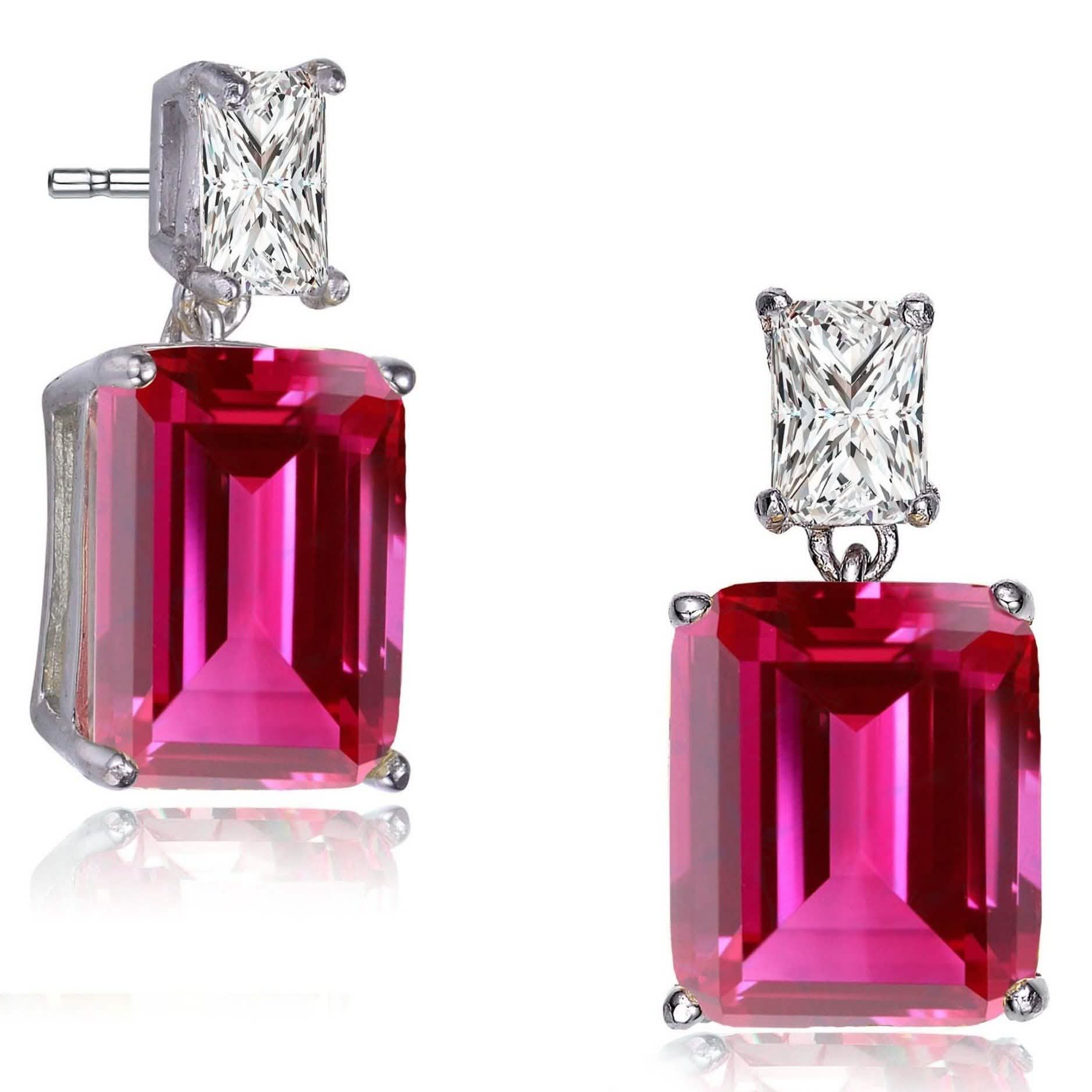 Sterling Silver Ruby Earrings Earrings - DailySale