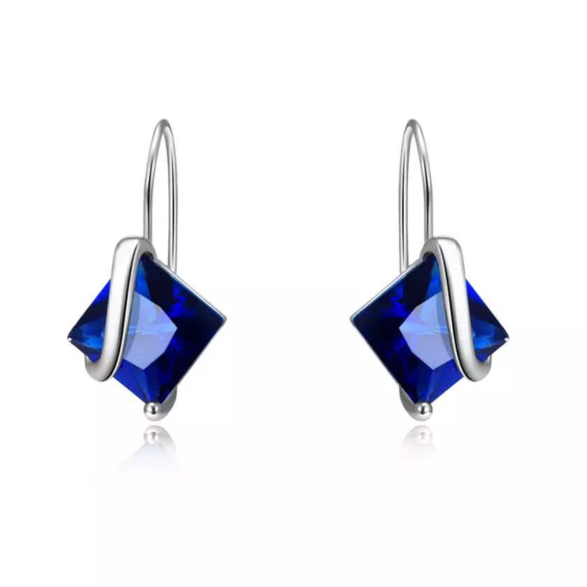 Sterling Silver Sapphire Diamond Cut Earring Earrings - DailySale