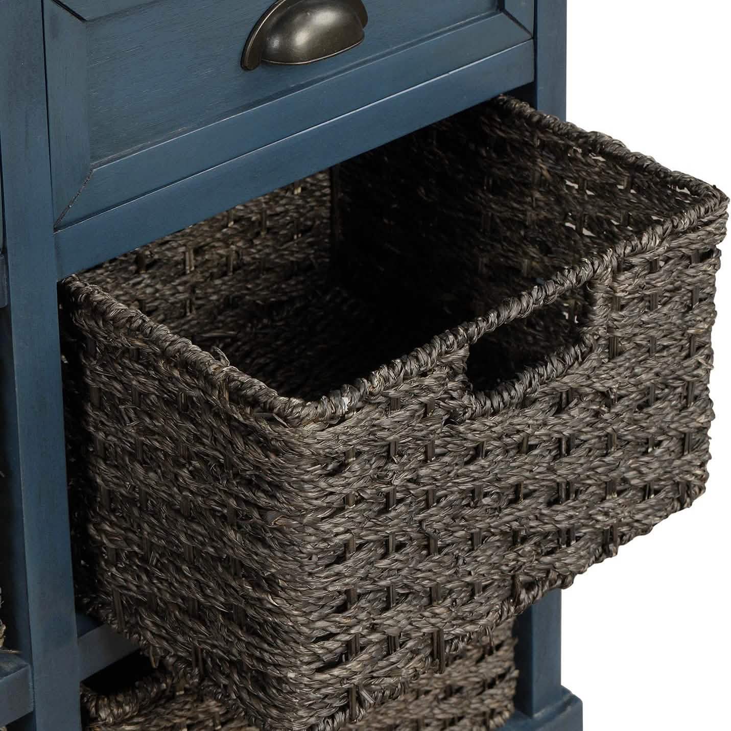 Storage Cabinet with 2 Drawers and 4 Rattan Baskets Furniture & Decor - DailySale