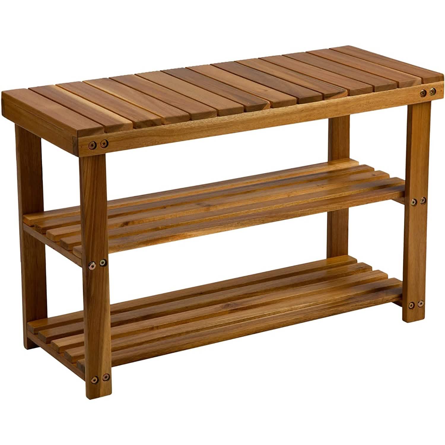 Storage Wooden Shoe Rack Rustic Wood Entryway Bench Furniture & Decor - DailySale