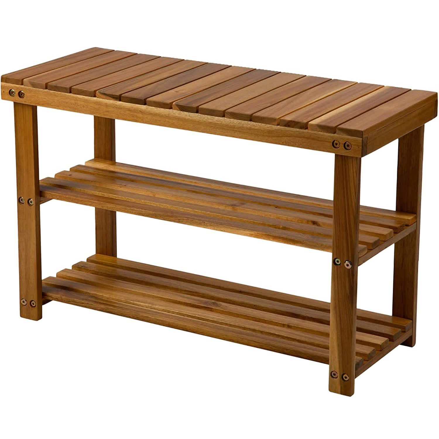 Storage Wooden Shoe Rack Rustic Wood Entryway Bench Furniture & Decor - DailySale