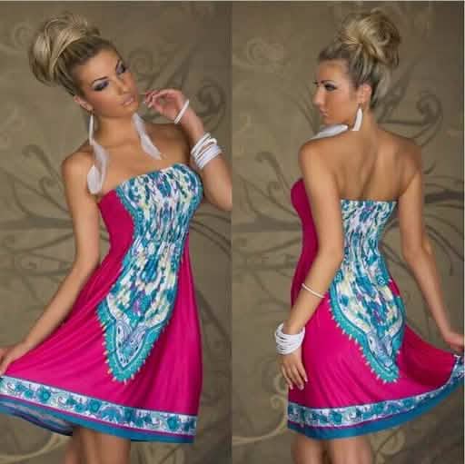 Strapless Paisley Print Dress - Assorted Styles and Sizes Women's Apparel S Pink Bohemian - DailySale