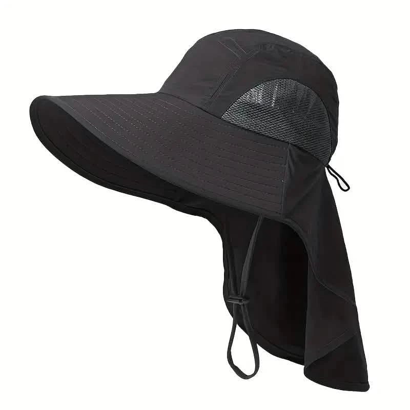 Summer Beach Neck Sunscreen Hat Sports & Outdoors Black - DailySale