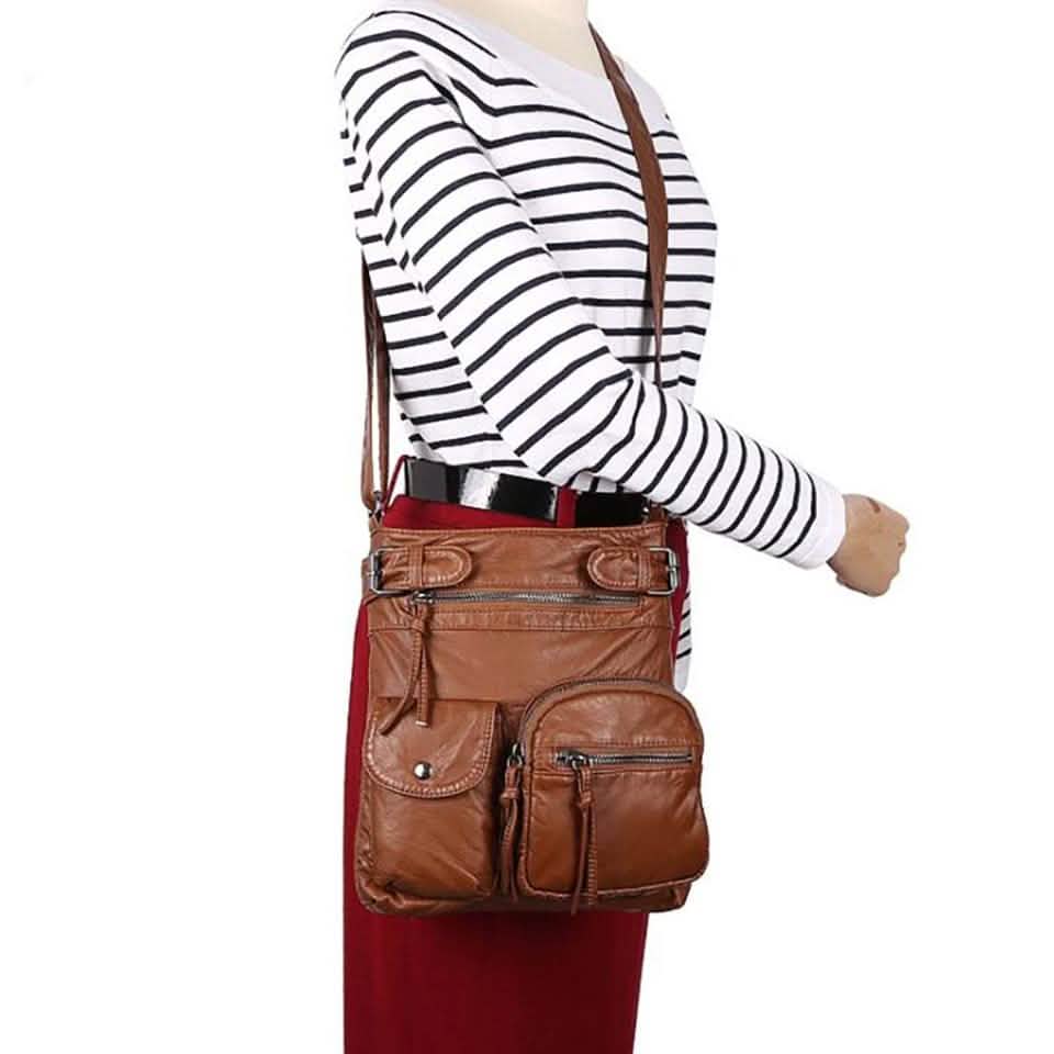 Super Soft Genuine Leather Top Belt Accent Crossbody Bag - Assorted Color Handbags & Wallets - DailySale