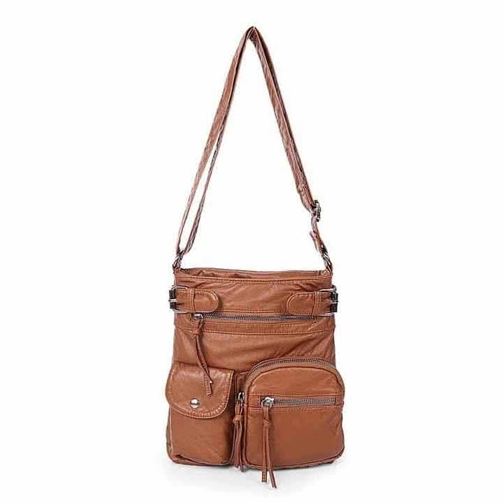 Super Soft Genuine Leather Top Belt Accent Crossbody Bag - Assorted Color Handbags & Wallets - DailySale