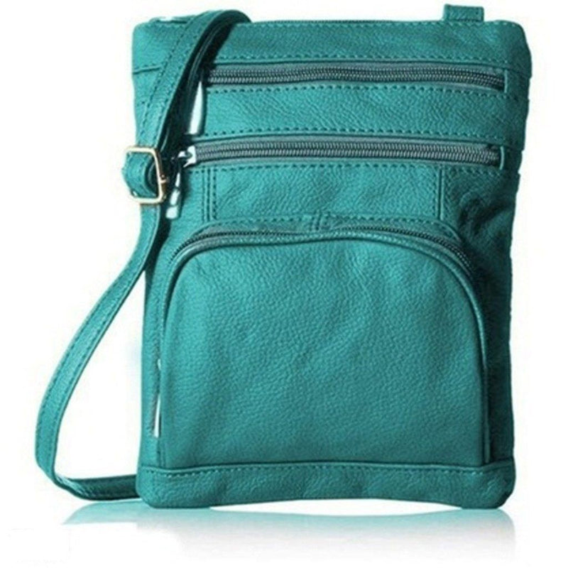 Teal Super Soft Leather-Crossbody Bag over a white background