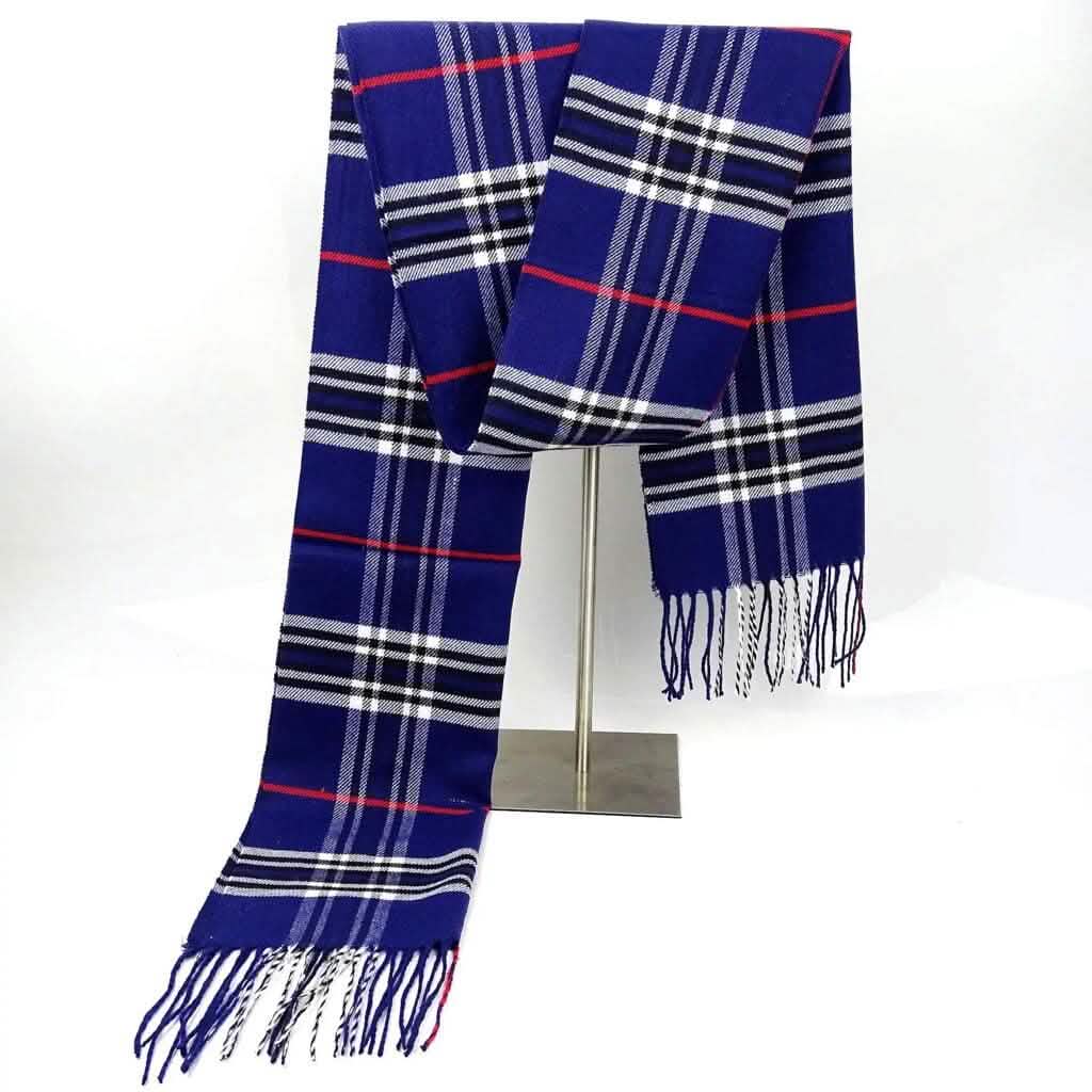 Super Soft Long Cashmere Wool Scarfs - Assorted Styles Women's Shoes & Accessories Blue Thin Line Plaid - DailySale