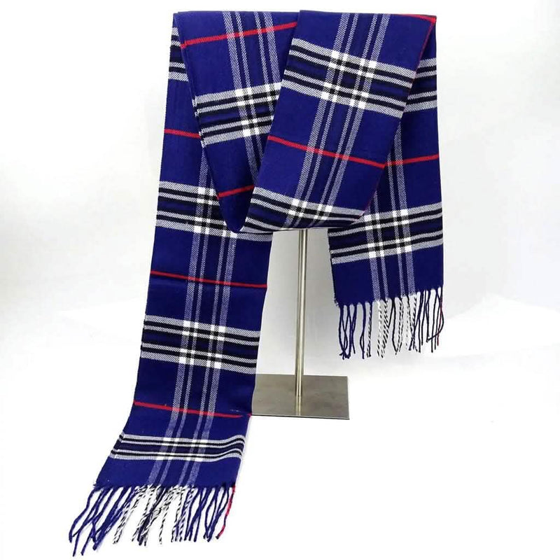 Super Soft Long Cashmere Wool Scarfs - Assorted Styles Women's Shoes & Accessories Blue Thin Line Plaid - DailySale