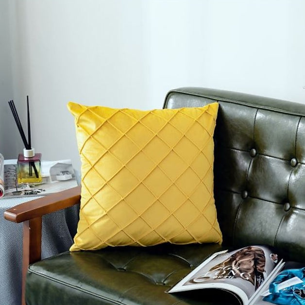 Super Soft Velvet Square Decorative Pillowcase Furniture & Decor Yellow - DailySale