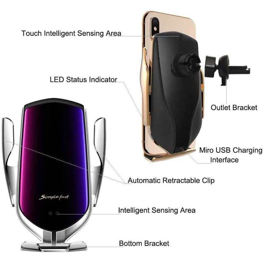 Survival-Pax Co. Smart Sensor Wireless Car Charger Mount Automotive - DailySale