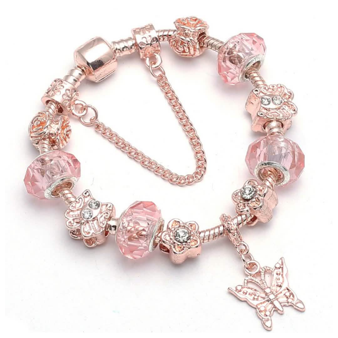 Swarovski Crystal Murano Butterfly Bracelet in 14K Rose Gold Bracelets - DailySale