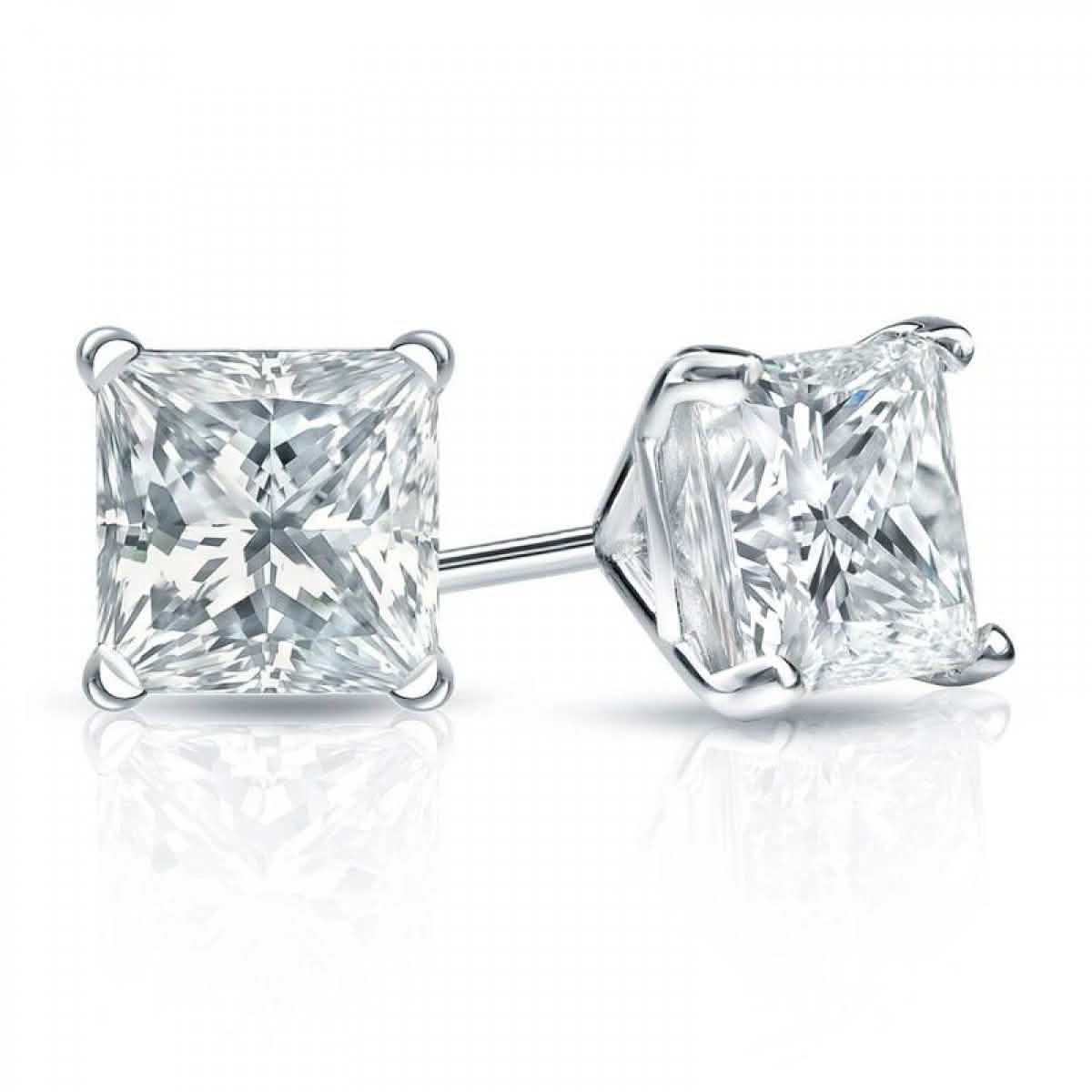 Swarovski Crystals Princess-Cut Stud Earrings Jewelry - DailySale