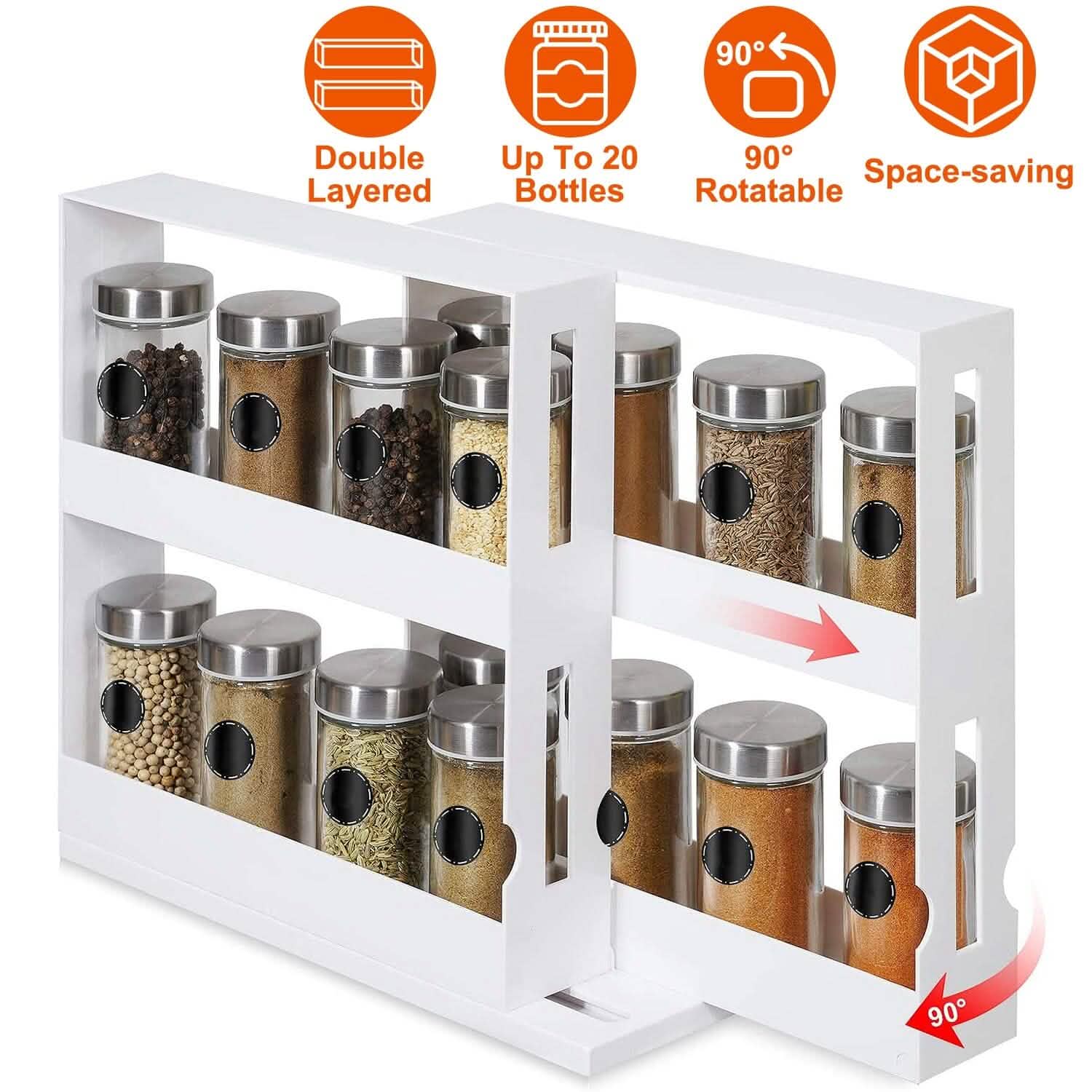 Swivel Cabinet Organizer Revolving Kitchen Rack Spice Organizer Kitchen Storage - DailySale